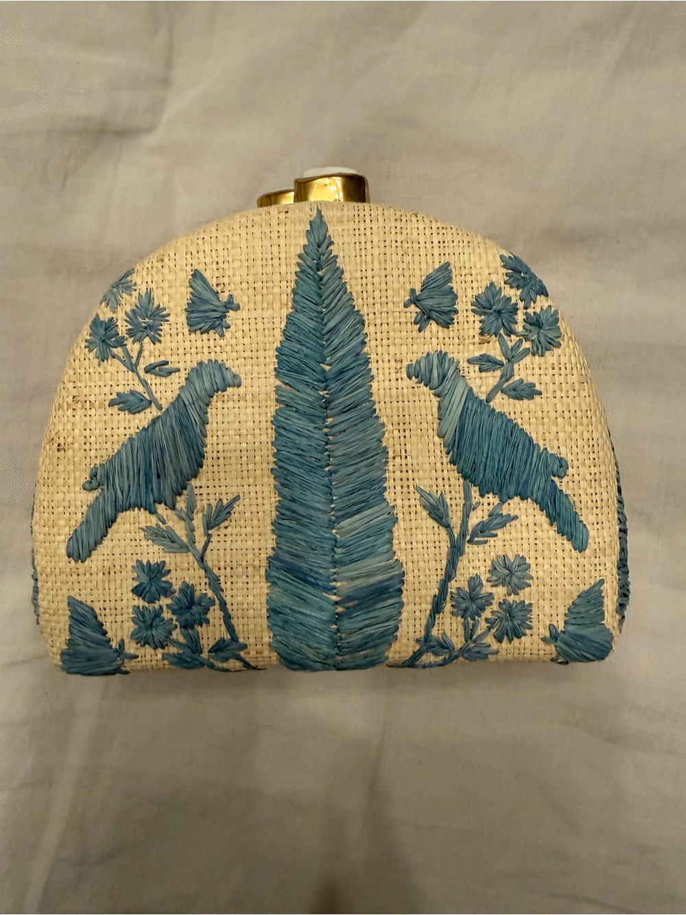 Pamela Munson X Schumacher Embroidered Straw Clutch - NWT